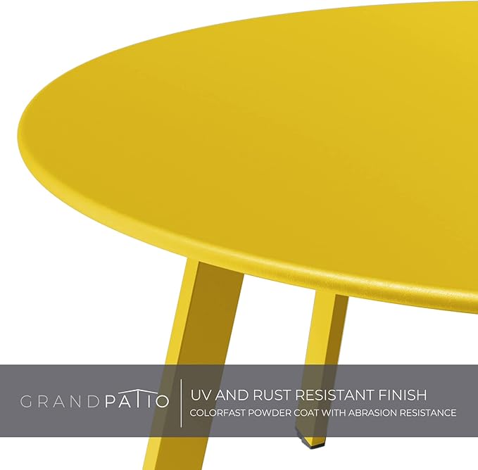 Grand patio Round Patio Coffee Table 2PC Weather Resistant Nesting Tables Including One Large Side Table and One Small End Table, Yellow GrandPatio
