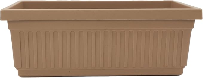 The HC Companies Venetian Window Planter Box w/Drain Plug - Long Planter Box for Windowsills, Balconies & More - Plastic Rectangular Outdoor Planters for Herbs & Flowers (18" Sandstone, Pack of 1) TheHCCompanies