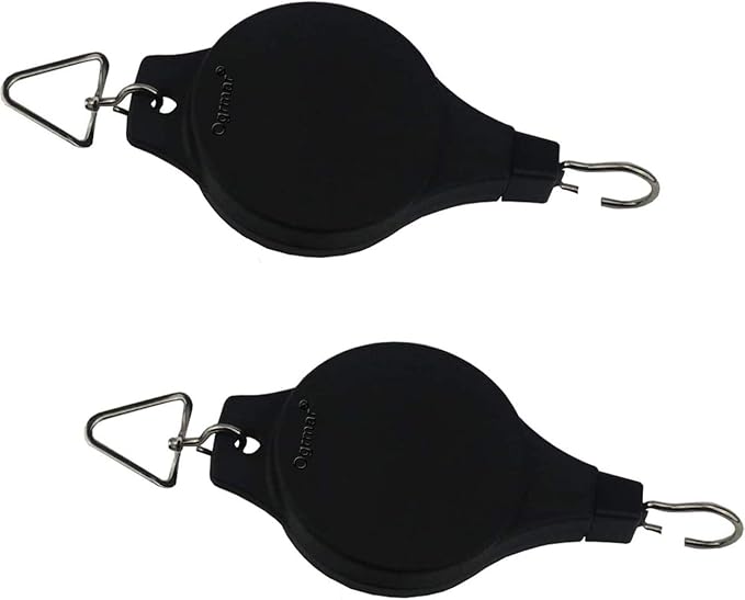 Ogrmar 2PCS Plant Pulley Retractable Pulley Plant Hanger Hanging Flower Basket Hook Hanger for Garden Baskets Pots and Birds Feeder in Different Height Lower and Raise Pack of 2 (Black) Ogrmar