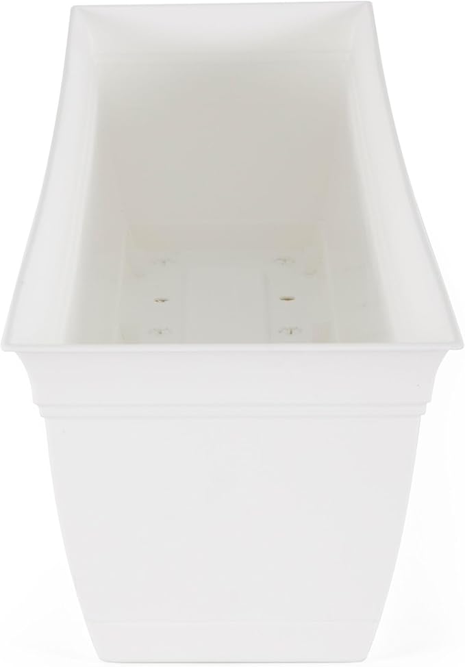 The HC Companies Indoor Outdoor 30 Inch Eclipse Series Window Flower Garden Ornamental Planter Box with Removable Attached Saucer, White (2 Pack) TheHCCompanies