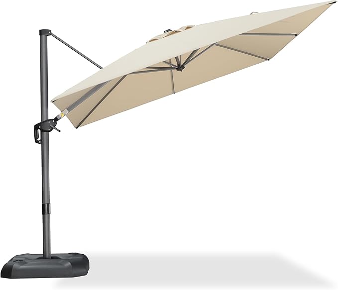 PURPLE LEAF 9 Feet Patio Umbrella Outdoor Cantilever Square Umbrella Aluminum Offset Umbrella with 360-degree Rotation for Garden Deck Pool Patio, Beige PURPLELEAF