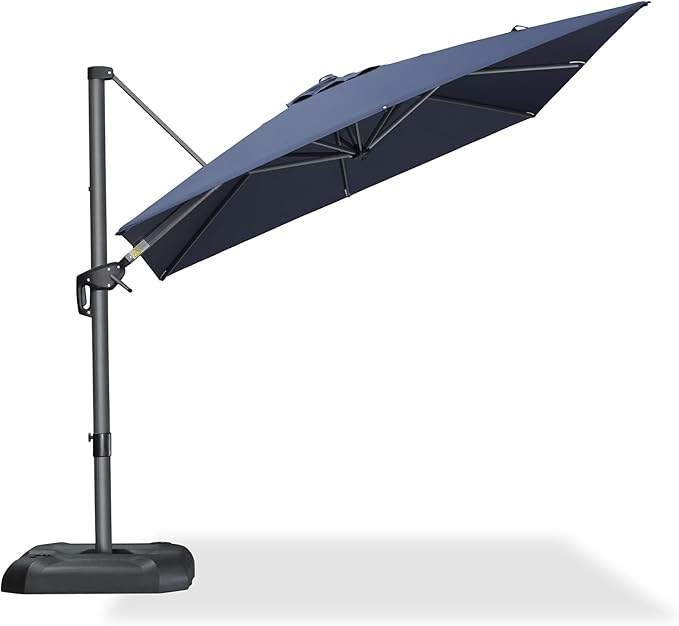 PURPLE LEAF 8 Feet Patio Umbrella Outdoor Cantilever Square Umbrella Aluminum Offset Umbrella with 360-degree Rotation for Garden Deck Pool Patio, Navy Blue PURPLELEAF