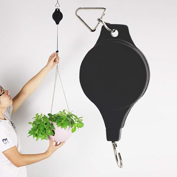Pack Plant Hook Pulley, Retractable Plant Hanger Easy Reach Hanging Flower Basket for Garden Baskets Pots and Birds Feeder Hang High up and Pull Down to Water Or Feed (White 4Pack) Lythor