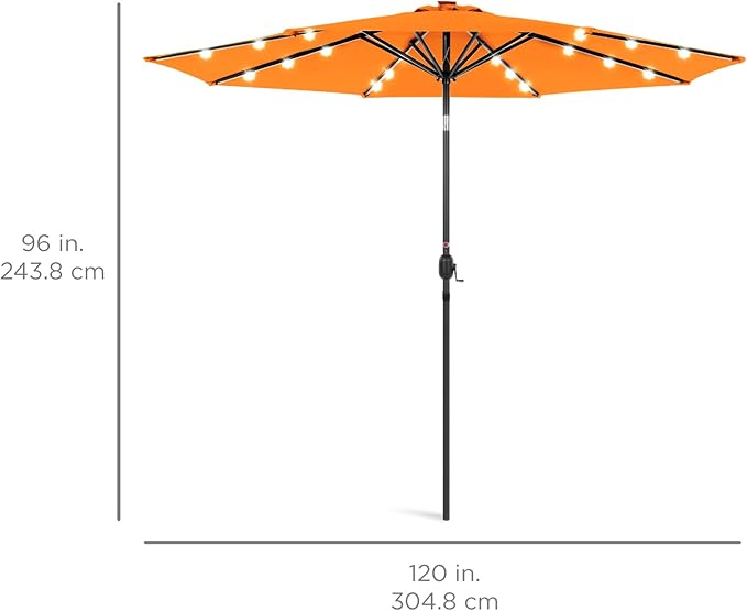 Best Choice Products 10ft Solar Polyester LED Lighted Patio Umbrella w/Tilt Adjustment and UV-Resistant Fabric BestChoiceProducts