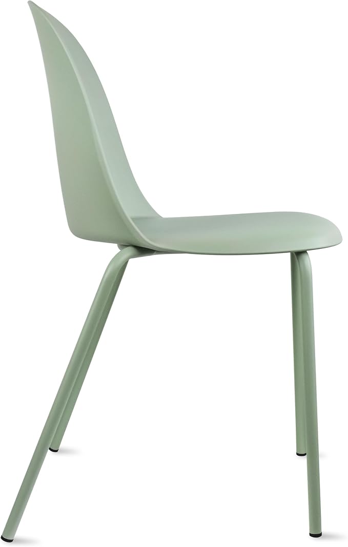 2xhome Modern Stackable Armless Dining Chair | Plastic Shell Seat with Metal Legs | Indoor or Outdoor Use | Home Kitchen Patio (1, Green, No Padding) 2xhome