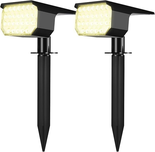 Solar Lights Outdoor Waterproof IP65, 7 Lighting Modes Color Changing 26 LED Solar Spot Lights Outdoor for Yard Garden Pathway Christmas Decor (Warm White, 2 Pack) Rootora