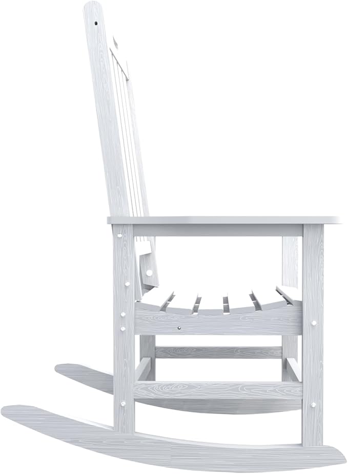 Oversized Rocking Chair Set of 2, Outdoor Rocking Chair for Adults, All Weather Resistant Porch Rocker for Lawn Garden, White THOEOE