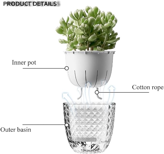 Self Watering Pots for Indoor Plants, Flower Pots, Self Watering Plant Pot-6pcs 4inch Clear Etvski