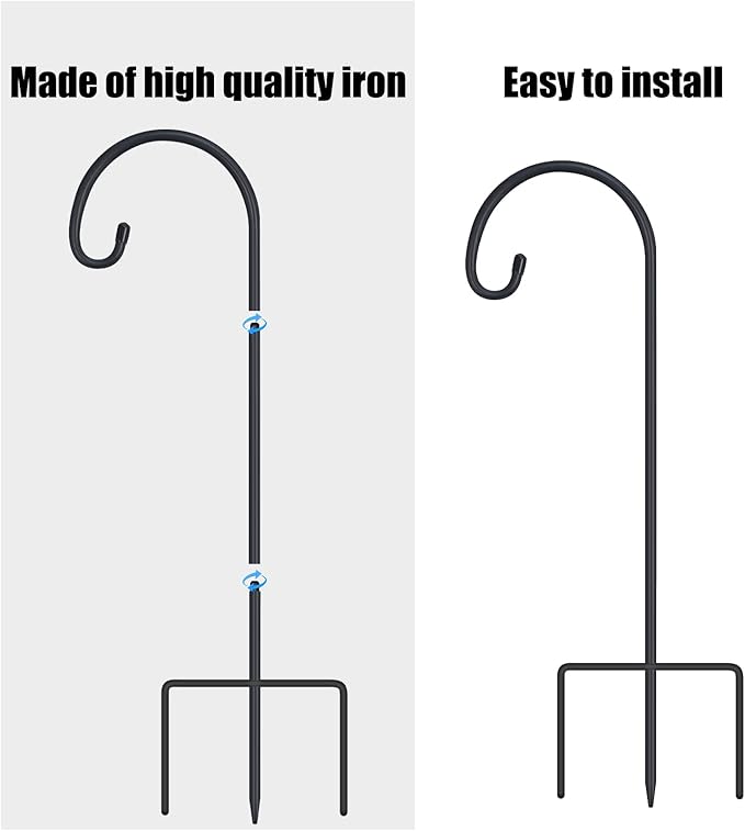 FEED GARDEN Adjustable 32 Inch Shepherd Hooks Rust Resistant Steel Shepard Hooks for Outdoor Hanging Lanterns, Bird Feeders, Solar Lights, Weddings Decor 8 Pack FEEDGARDEN