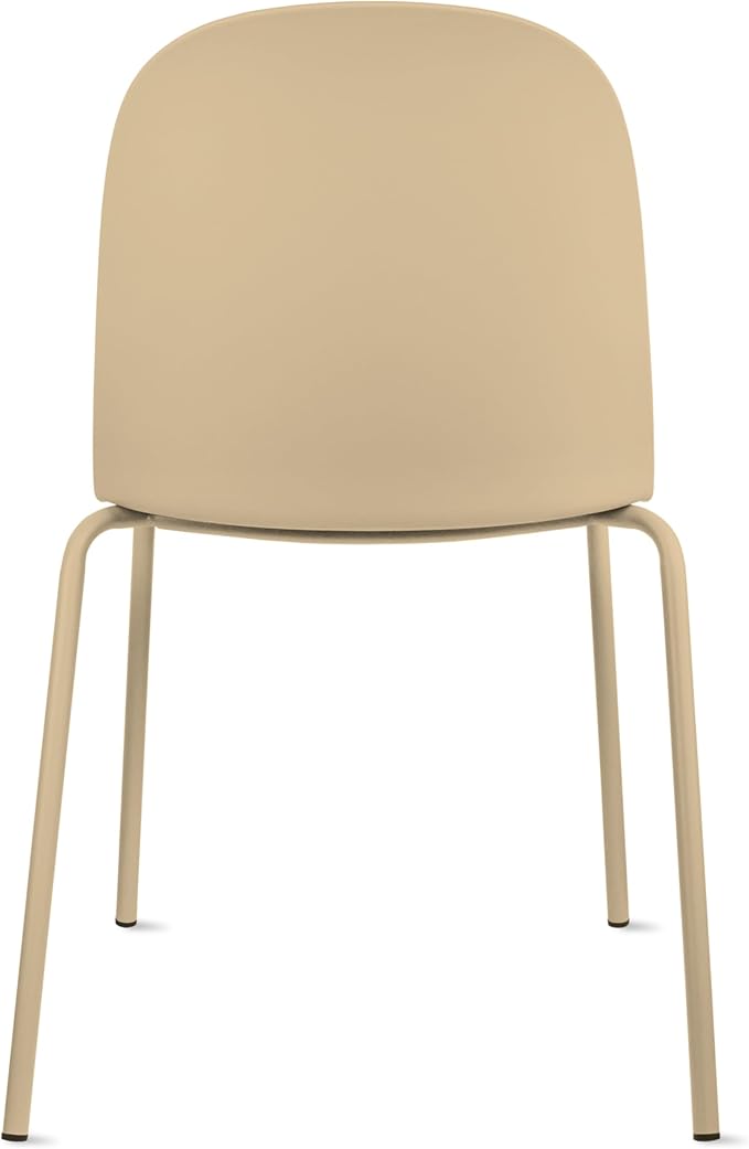 2xhome Set of 2 Modern Stackable Armless Dining Chairs | Plastic Shell Seat with Metal Legs | Indoor or Outdoor Use | Home Kitchen Patio, Beige 2xhome