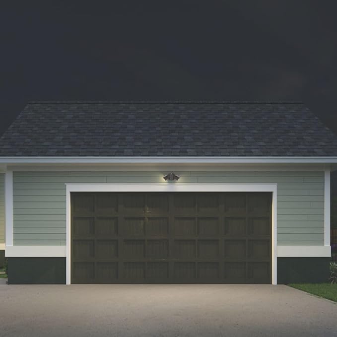 Lithonia Lighting HomeGuard 2-Light LED Outdoor Flood Lights, Outdoor LED Lights, Dusk to Dawn Sensor, Adjustable Lumens, 4000K Cool White, Round Heads, Dark Bronze (HGX LED 2RH ALO 40K 120 PE DDB) AcuityBrands