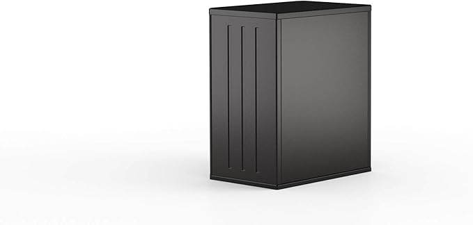 Suncast Heavy-Duty Resin Outdoor Storage Cabinet, 30" W x 20.25" D x 36" H Dark Grey Base Garage Storage Cabinet with Lockable Doors and Metal Reinforced Shelves, Made in The USA SuncastCommercialProducts