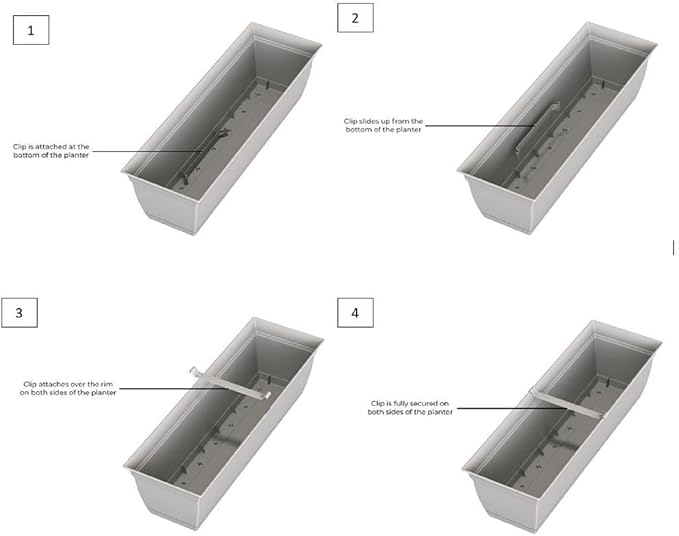 The HC Companies 24 Inch Eclipse Window Planter Box with Drainage Holes & Attached Saucer, Lightweight UV-Resistant Plastic Indoor Outdoor Planters, 2-Pack Flower Box for Garden Home Decor, Warm Gray TheHCCompanies