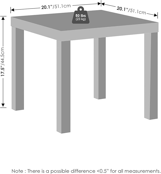 Furinno Classic Coffee Table, Square Modern Coffee Table with Triple Thick Tabletop, Simple Side Table with 4 Legs, for Living Room, Bedroom, Home Office, White Furinno-FitsYourSpaceFitsYourBudget