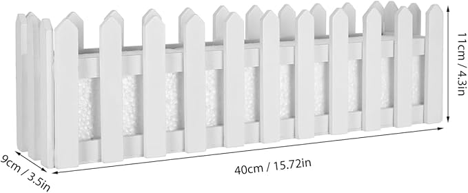 YARDWE Picket Fence Panels Wooden Picket Fence Flower Pot Window Box Planter Garden Planter with Fence Design for Artificial Flower Plants Picket Fence YARDWE