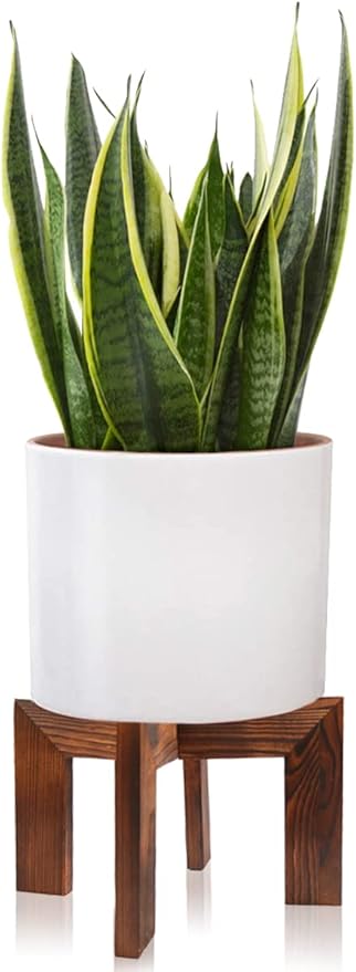 Gendral Forwepup Wood Plant Stand, Mid Century Modern Planter, Rattan Flower Pot Stand, Low Short Plant Stands for Indoor - Boho Rustic Wooden Stool for Plant Pot Holder, Fit 5-15 Inch Pot GendralForwepup