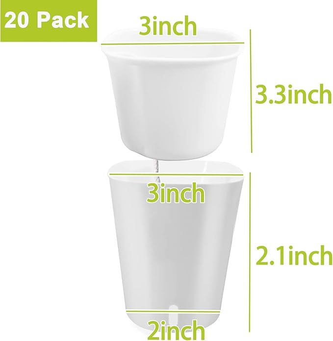 3" Self Watering Pots,20 Sets Self Watering Planter Pots for Indoor Plants with Water Level Indicator and Multiple Vents,Self Watering Planters,Self Watering Plant Pot for House Plants,Flowers,Herbs TCBWFY