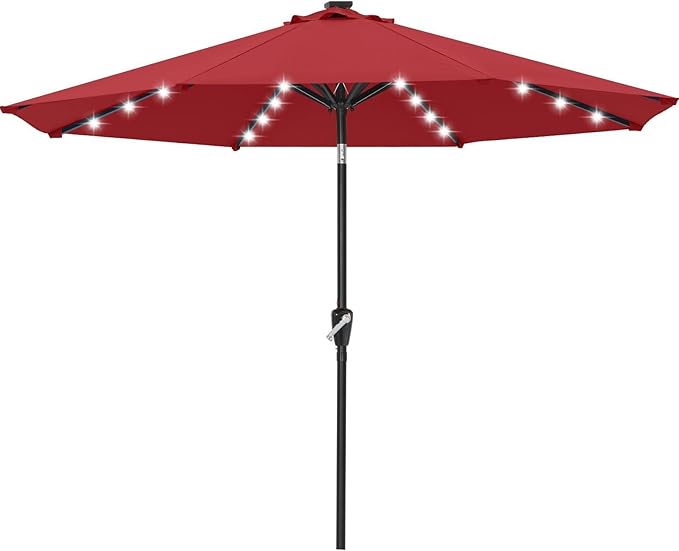 ABCCANOPY Durable Solar Led Patio Umbrellas with 32LED Lights 11FT (Burgundy) ABCCANOPY