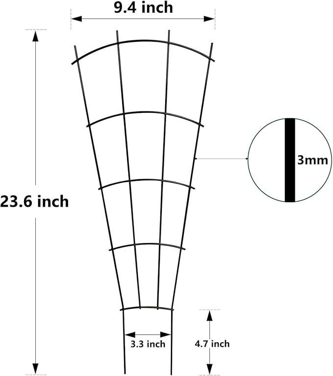 4 Pack 23'' Indoor Plant Trellis for Potted Plants Climbing, Outdoor Metal Garden Trellis Houseplants Flowers Vine Ivy,Fan Shape, Black ThealynGardens