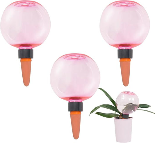 3pcs Large Plant Self Watering Globes, 17.5 oz Plastic Water Bulbs Top Fill, Plant Watering Devices System Slow Release Terracotta, Water Spikes Stakes for Indoor(3pack) GEWOSI