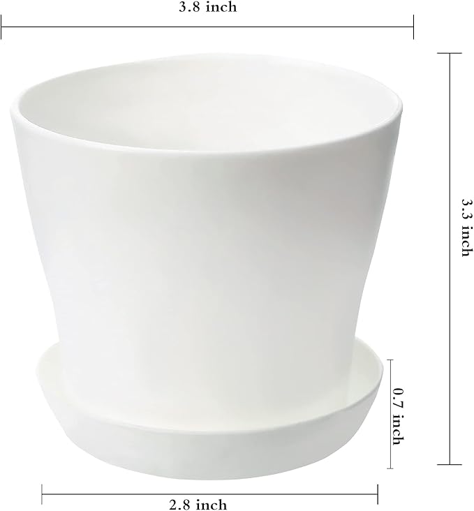 TDHDIKE 10 Pcs Plastic Planters Indoor Flower Plant Pots, Mini Flower Seedlings Nursery Pot/Planter/Flower Pot with Pallet, Modern Decorative Gardening Containers (White25) TDHDIKE