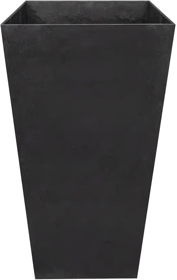Tierra Verde 2-Pack Indoor & Outdoor Self-Watering Square Planters, Large, Sonata, Black - Planter Containers for Plants and Flowers - Gardening and Landscaping Accessories TierraVerde