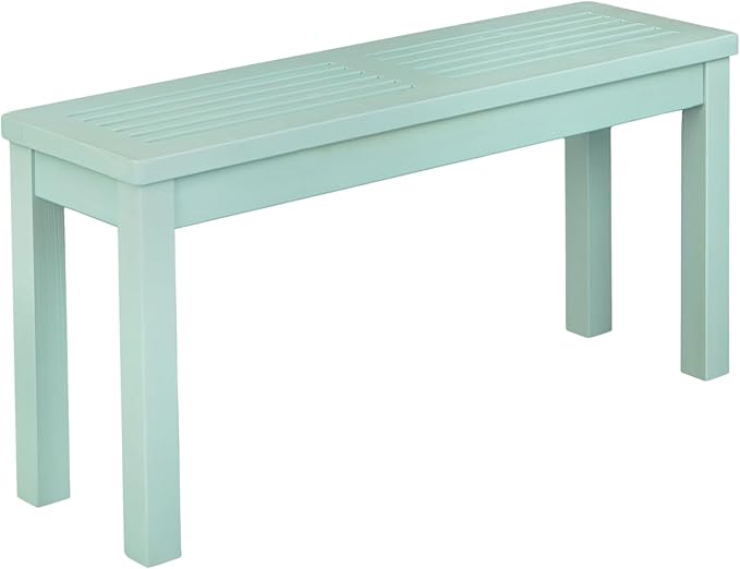 VINGLI Outdoor Wooden Bench, 40” Porch Bench Outdoor Backless Garden Bench, Small Outdoor Bench for Deck Patio Entryway (Mint Green, 40in) VINGLI