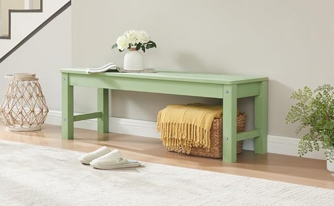Psilvam Outdoor Bench, Two Person Poly Lumber Porch Bench, Weatherproof Garden Bench That Never Rot and Fade, All-Weather Patio Bench Suit for Garden, Porch, and Park (Green) PsilvamGardenFurniture
