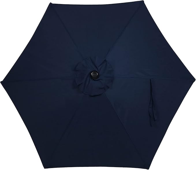 Sunnydaze Outdoor Patio Umbrella - Polyester Table Market Umbrella with Push-Button Tilt and Crank - 6 Sturdy Ribs - Blue - 7.5ft SunnydazeDecor