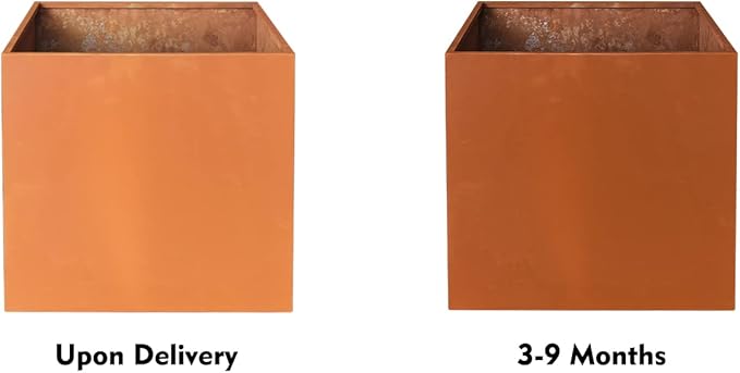 Corten Steel Planter Box Outdoor Planter Metal Square 20 Inch Large Steel Flower Pot Rustic Cube Patina Tall Plant for Commercial Residential Patio Yard Garden GZGNEEVL