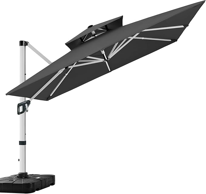 ABCCANOPY Patio Umbrella Cantilever Double Top Outdoor Offset Umbrella with 360° Rotation ABCCANOPY