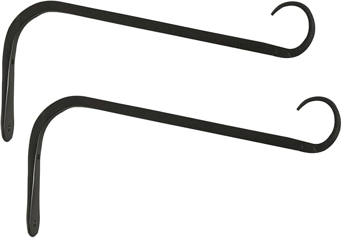 11 inch Plant Hanger, Sturdy Hanging Plant Bracket Outdoor, Hanging Plant Wall Hook Heavy Duty, for Hanging Bird Feeders, Planters, Lanterns, Wind Chimes, Indoor/Outdoor Use, Black, Set of 2 YELOKIE