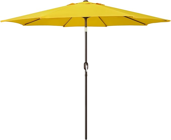 Blissun 9' Outdoor Patio Umbrella, Outdoor Table Umbrella, Yard Umbrella, Market Umbrella with 8 Sturdy Ribs, Push Button Tilt and Crank Blissun