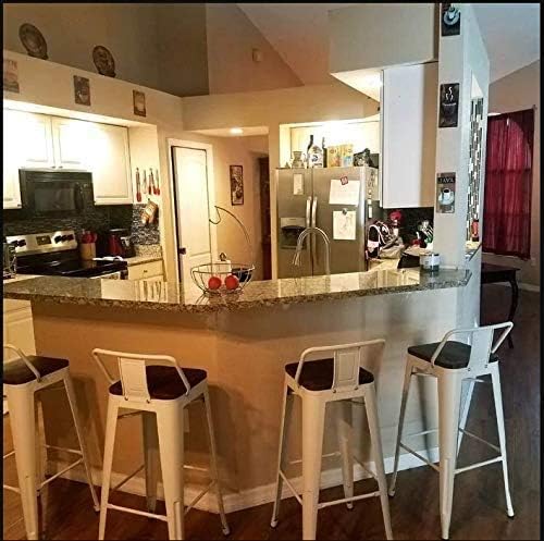 Yongchuang 24 inch Metal Bar Stools Set of 4 Counter Height Barstools Farmhouse Kitchen Bar Chairs with Wood Seat Low Back Cream White YongchuangInternational