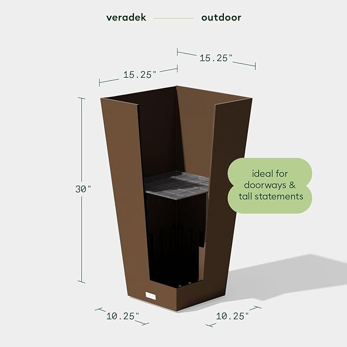 Veradek V-Resin Indoor/Outdoor Taper Planter (30 inch, Espresso) VeradekOutdoor