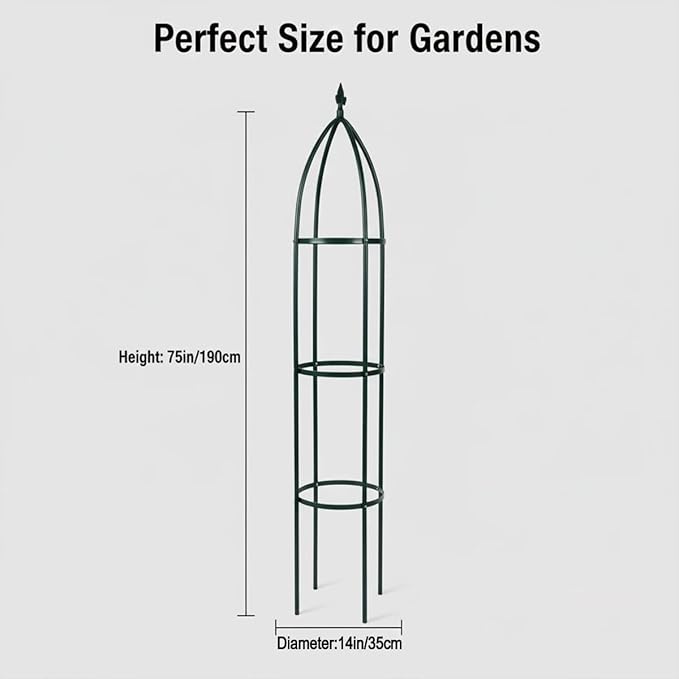 100% Metal Obelisk Garden Trellis 6.3 Feet Tall Sturdy Plant Support for Climbing Vines and Flowers Stands,1pc Upgrade (Green, Large) LeJoy+Garden
