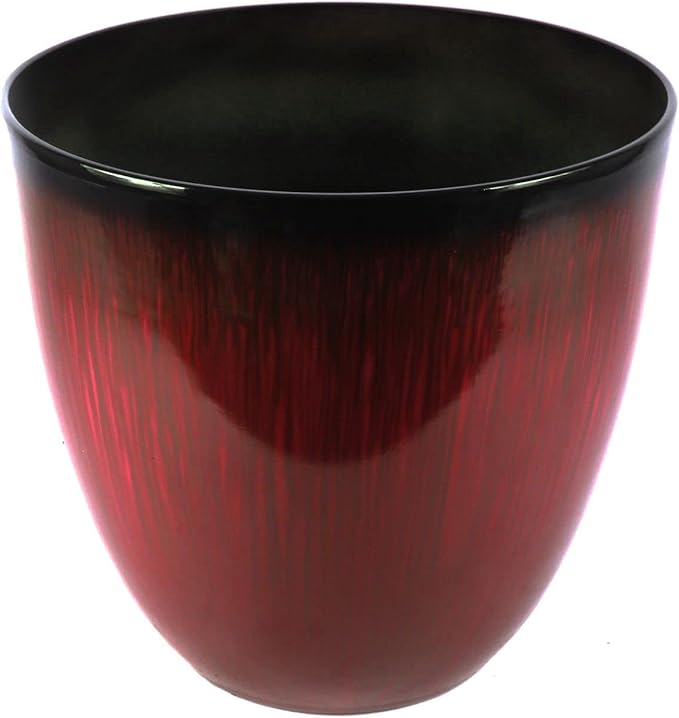 Gardener Select (EPR12-206) Large Egg Shaped Planter - Modern Indoor & Outdoor Decorative Flower Pot/Box (12 Inch, Red Flower) GardenerSelect