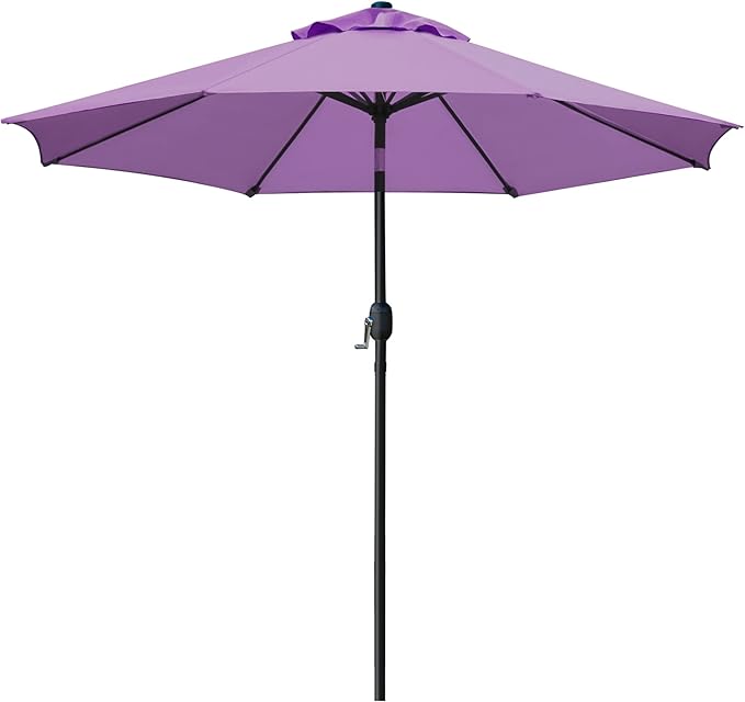 Sunnyglade 9' Patio Umbrella Outdoor Table Umbrella with 8 Sturdy Ribs（Purple） Sunnyglade