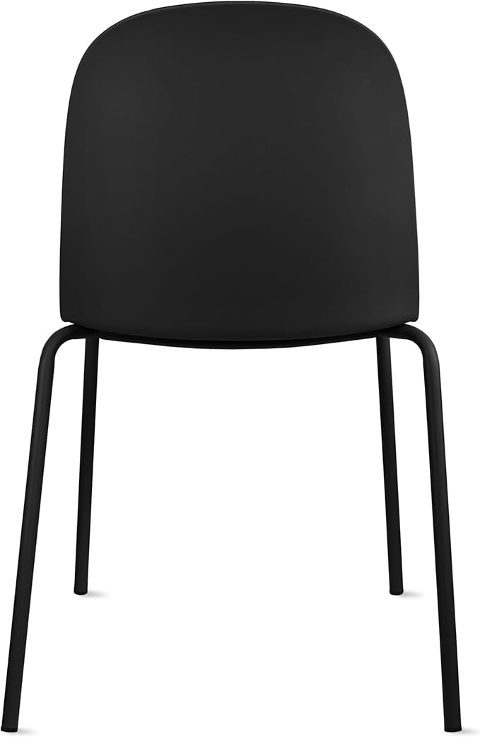 2xhome Modern Stackable Armless Dining Chair, Plastic Shell Seat with Metal Legs for Indoor Outdoor Home Kitchen Patio Cafe, Black 2xhome