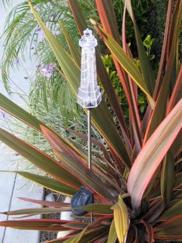 Solar Garden Stake Lights with Color Changing LED or Regular White LED Landscape Path Lights (Set of 2) (Lighthouse) Ntertainment+House