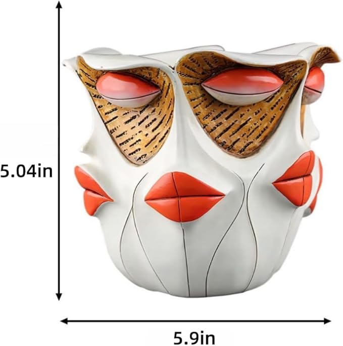 TOZLU Art Abstract Face Planters Pots Head,Unique Fun Abstract Face Flower Pot Ornaments Head Planter Pots Container Colorful Face Resin Flower Pot for Home and Garden Decor(face Flower Pot) TOZLU