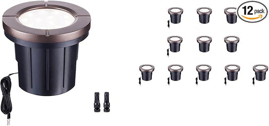 Well Lights Low Voltage, 12V In Ground LED Landscape Lights, IP67 Waterproof Outdoor, Open Top Aluminum ORB for Garden Driveway 6W 580LM 12 Pack Varmtalys