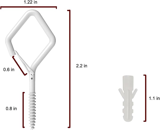 2.2" Screw in Hooks with Safety Buckle Design for Hanging Outdoor String Lights, Plant, Flowers, Heavy Duty Outdoor Garden Lights Q-Hooks, Wall Mount Ceiling Mount (10Pack White) HEDGBOBO