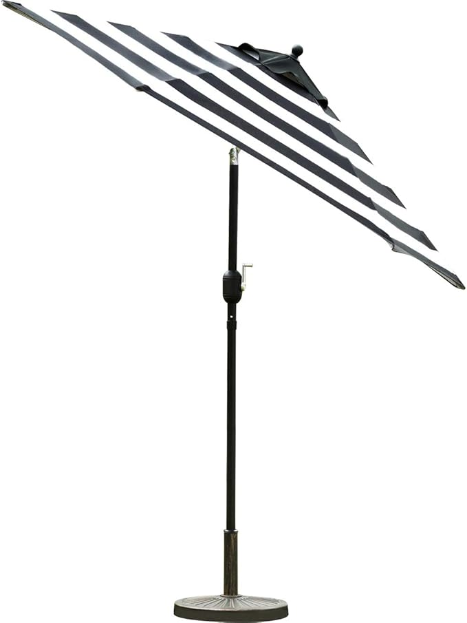Sunnyglade 7.5' Patio Umbrella Outdoor Table Market Umbrella with Push Button Tilt/Crank, 6 Ribs (Black and White) Sunnyglade