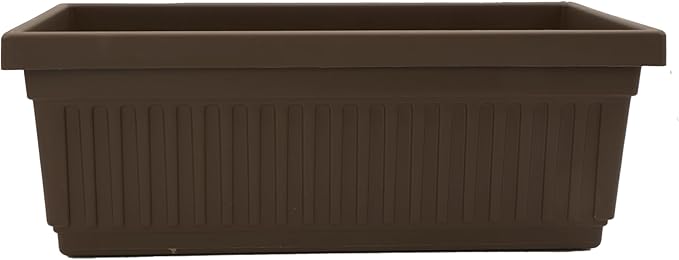 The HC Companies Venetian Window Planter Box w/Drain Plug - Long Planter Box for Windowsills, Balconies & More - Plastic Large Rectangular Planters for Herbs & Flowers (30" Chocolate, Pack of 1) TheHCCompanies