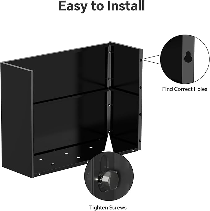 Heavy-Duty Galvanized Steel Planter with Removable Insert Shelf & 4 Drainage Holes - 32x12x24 Inches Large Size Planters for Outdoor/Indoor Patio, Black Ganeekiron