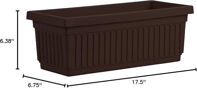 The HC Companies 18 Inch Venetian Rectangular Window Planter Box - Lightweight Plastic Indoor Outdoor Plant Pot with Drainage for Windowsill, Herbs, Flowers, Chocolate (Pack of 2) TheHCCompanies