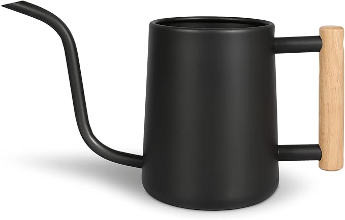 Watering Can for Indoor Plants, 35 oz/1000 ml Metal Stainless Steel Pot with Long Spout for House Plants Bonsai Outdoor Garden Flower Decorative (Black) Rootora