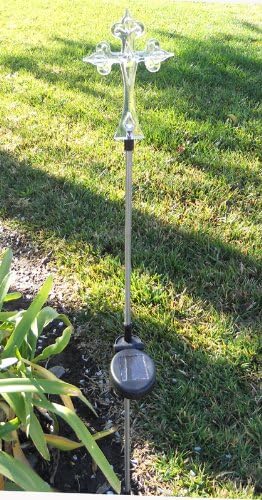Solar Garden Stake Lights with Color Changing LED or Regular White LED Landscape Path Lights (Set of 2) (Cross) Ntertainment+House