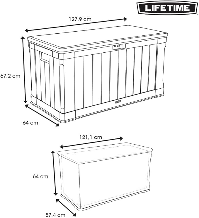 LIFETIME 60186 Heavy-Duty Outdoor Storage Deck Box, 116 Gallon, Desert Sand/Brown Lifetime